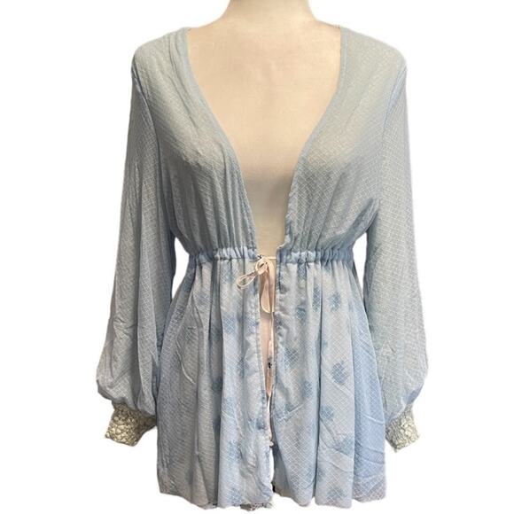 We are HAH Make It A Double French Blue Reversible Robe Size Small NWT - Picture 1 of 7